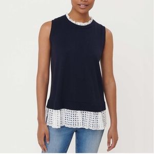 NEW Loft Eyelet Mixed Media Sweater Tank XS